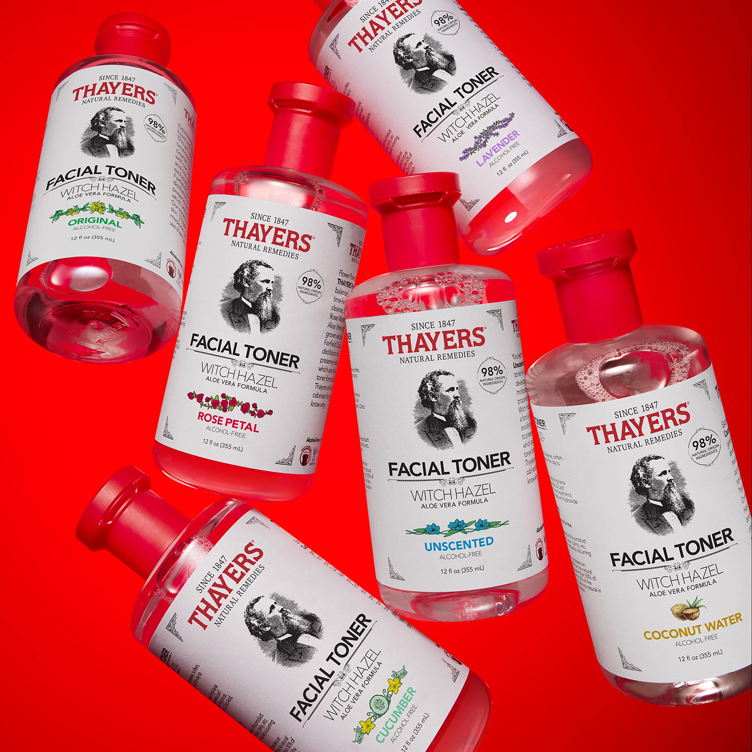 THAYERS Alcohol-Free, Hydrating, Unscented Witch Hazel Facial Toner with Aloe Vera Formula, Vegan, Dermatologist Tested and Recommended, 12 Oz (Packaging May Vary)
