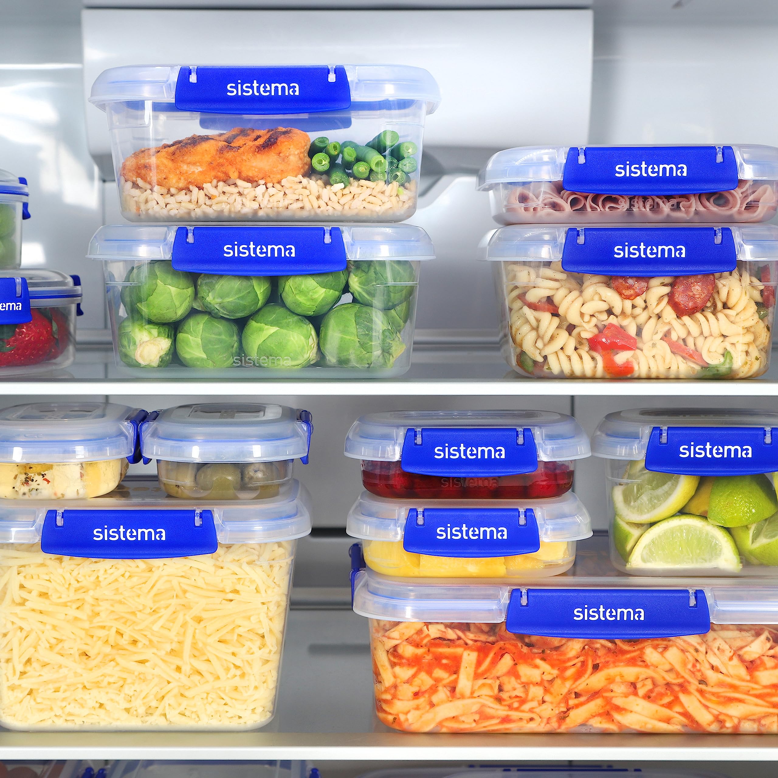 Sistema KLIP IT PLUS Leakproof Food Storage Containers | 2.2 L, 1 L, 400 ml | Airtight & Stackable Meal Prep Containers with Lids | Lunch Boxes & Snack Boxes | BPA-Free | 6 Count