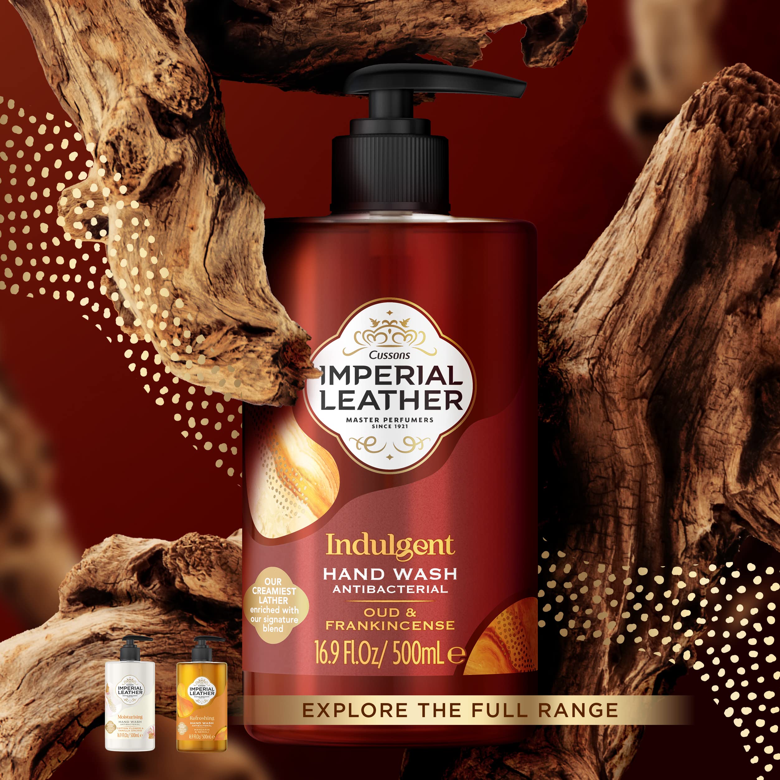 Imperial Leather Indulgent Hand Wash, Oud & Frankincense, Antibacterial, Signature Oil Blend, Gentle Skin Care, Bulk Buy, Pack of 6 x 500ml