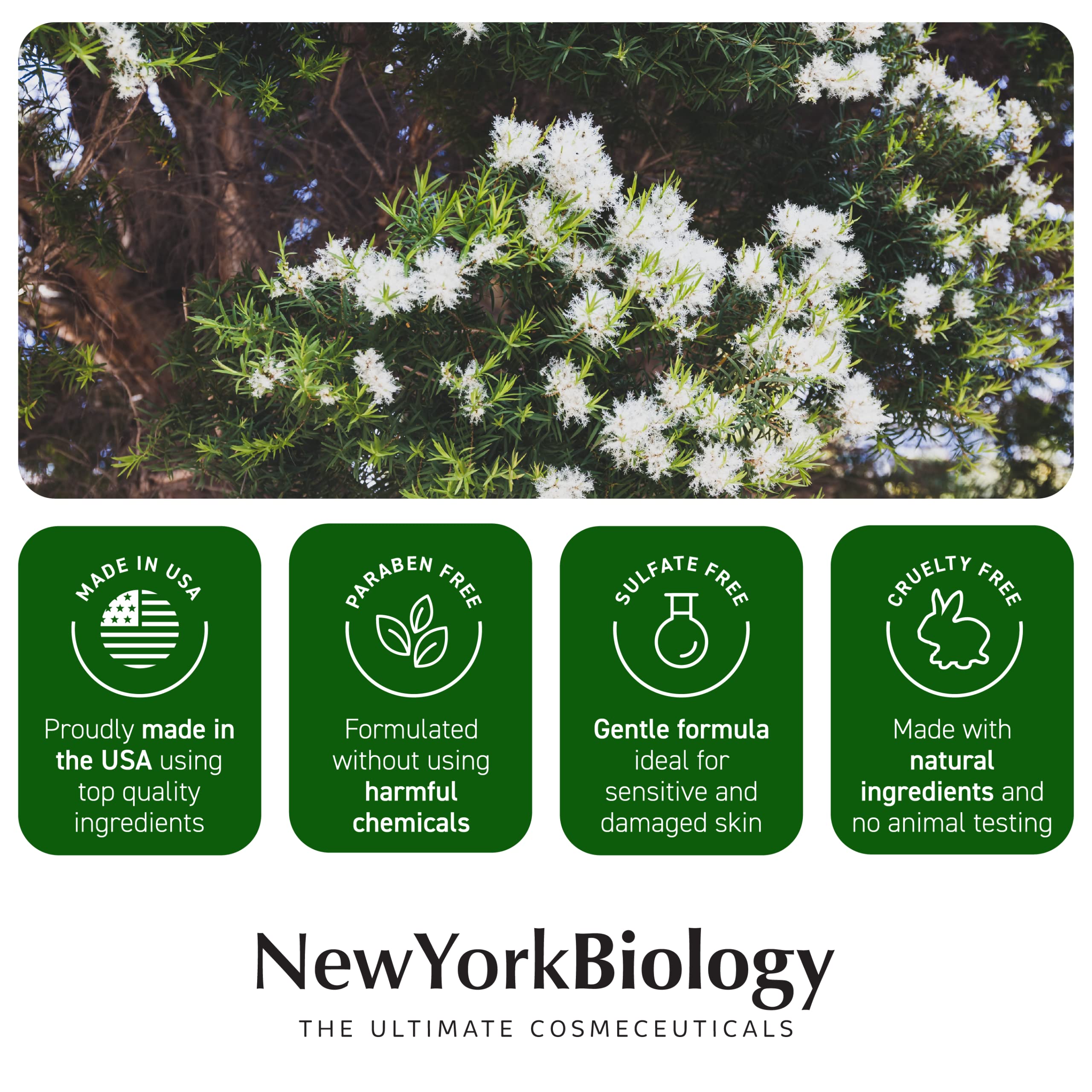 New York Biology Tea Tree Oil Foot Cream for Dry Cracked Feet, Athletes Foot, Nail Fungus, Jock Itch, Ringworm, Cracked Heels and Itchy Skin – Pain Relieving Foot Cream - 226 g