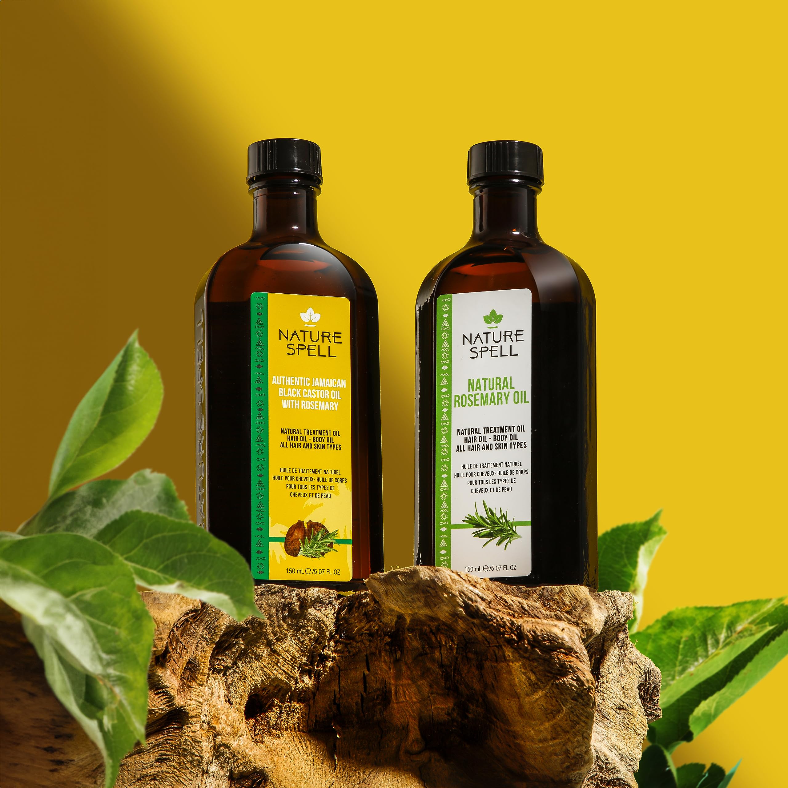 Nature Spell Rosemary Oil For Hair Growth Duo 150ml x 2, Treats Dry & Damaged Hair, Rosemary Oil Fusion Duo Pre-Diluted With Almond & Castor Oil, Made In The UK