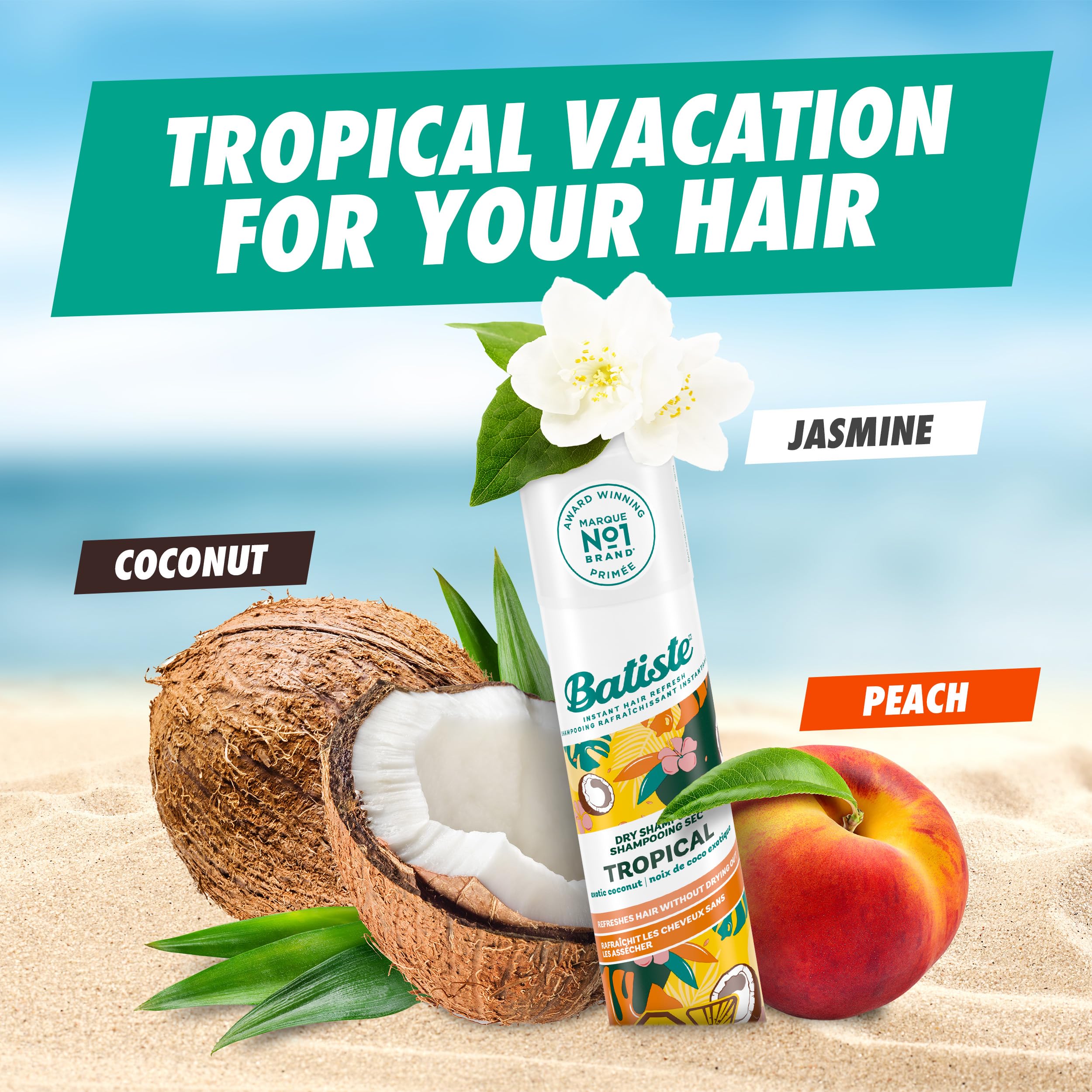 Batiste Dry Shampoo, Tropical, 6.73 Ounce (Packaging May Vary)