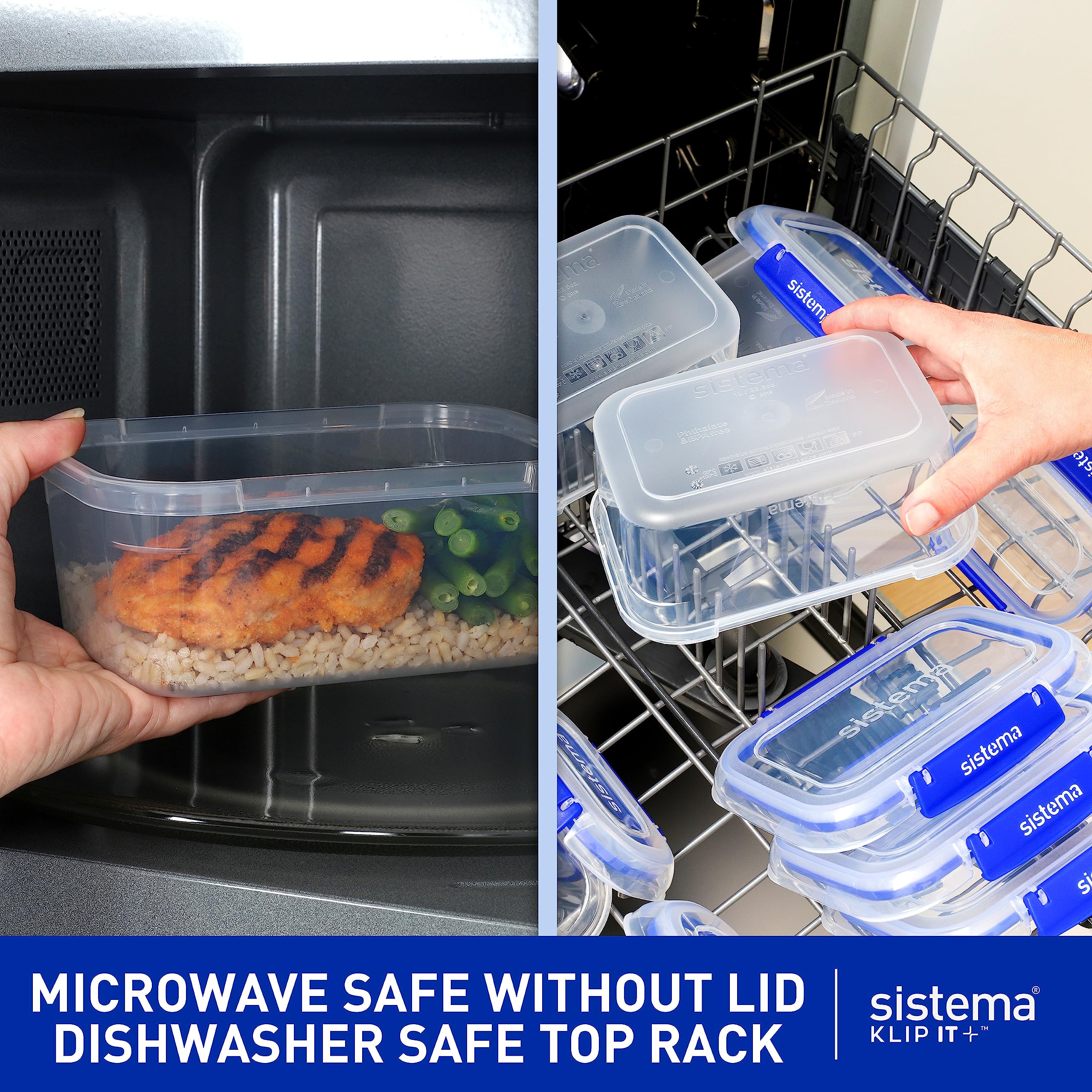 Sistema KLIP IT PLUS Leakproof Food Storage Containers | 2.2 L, 1 L, 400 ml | Airtight & Stackable Meal Prep Containers with Lids | Lunch Boxes & Snack Boxes | BPA-Free | 6 Count