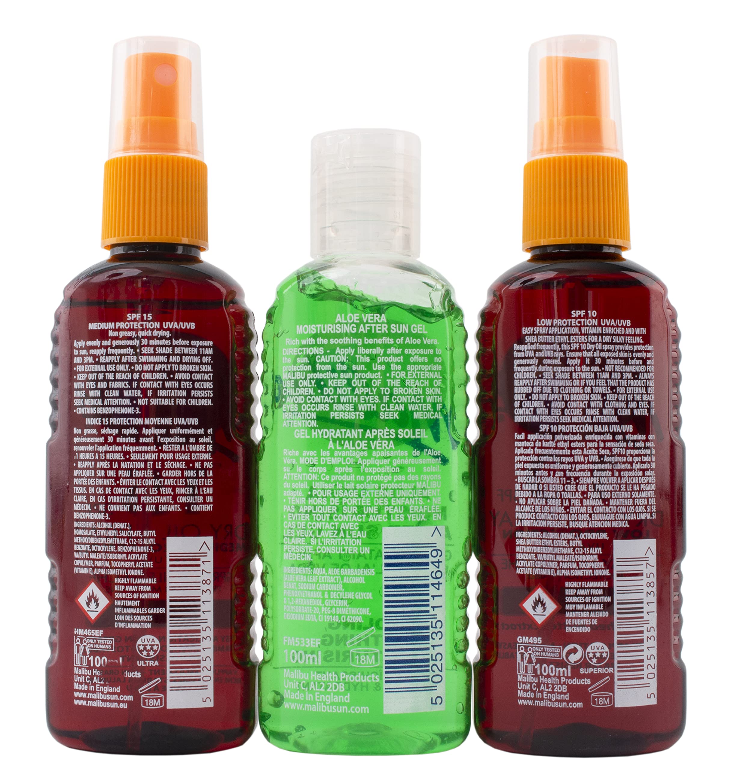 Malibu After Sun Gel Travel Bag with SPF10/ 15, Aloe Vera