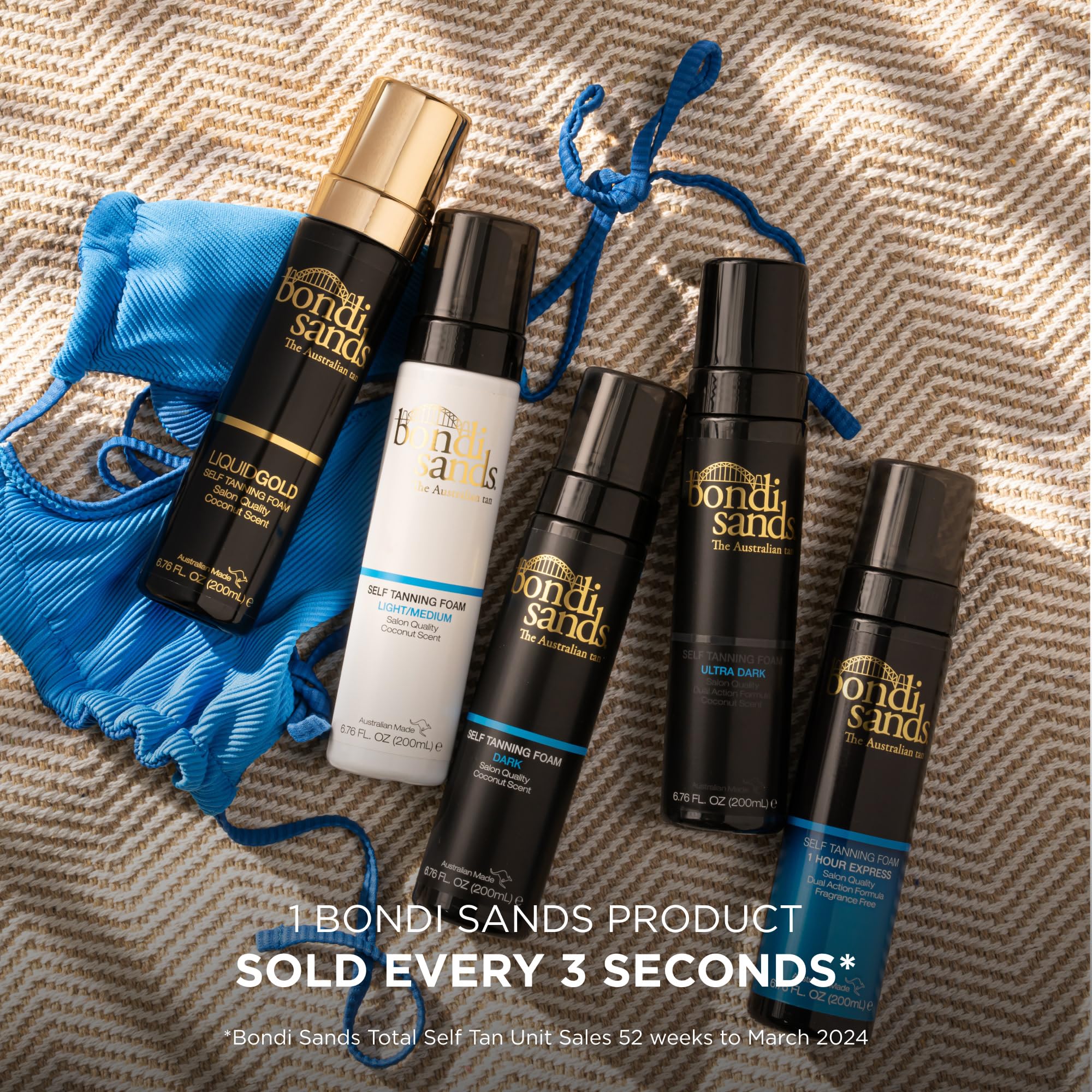 Bondi Sands Liquid Gold Self-Tanning Foam, Enriched with Argan Oil, Vegan + Cruelty Free, Coconut Scent, 200mL