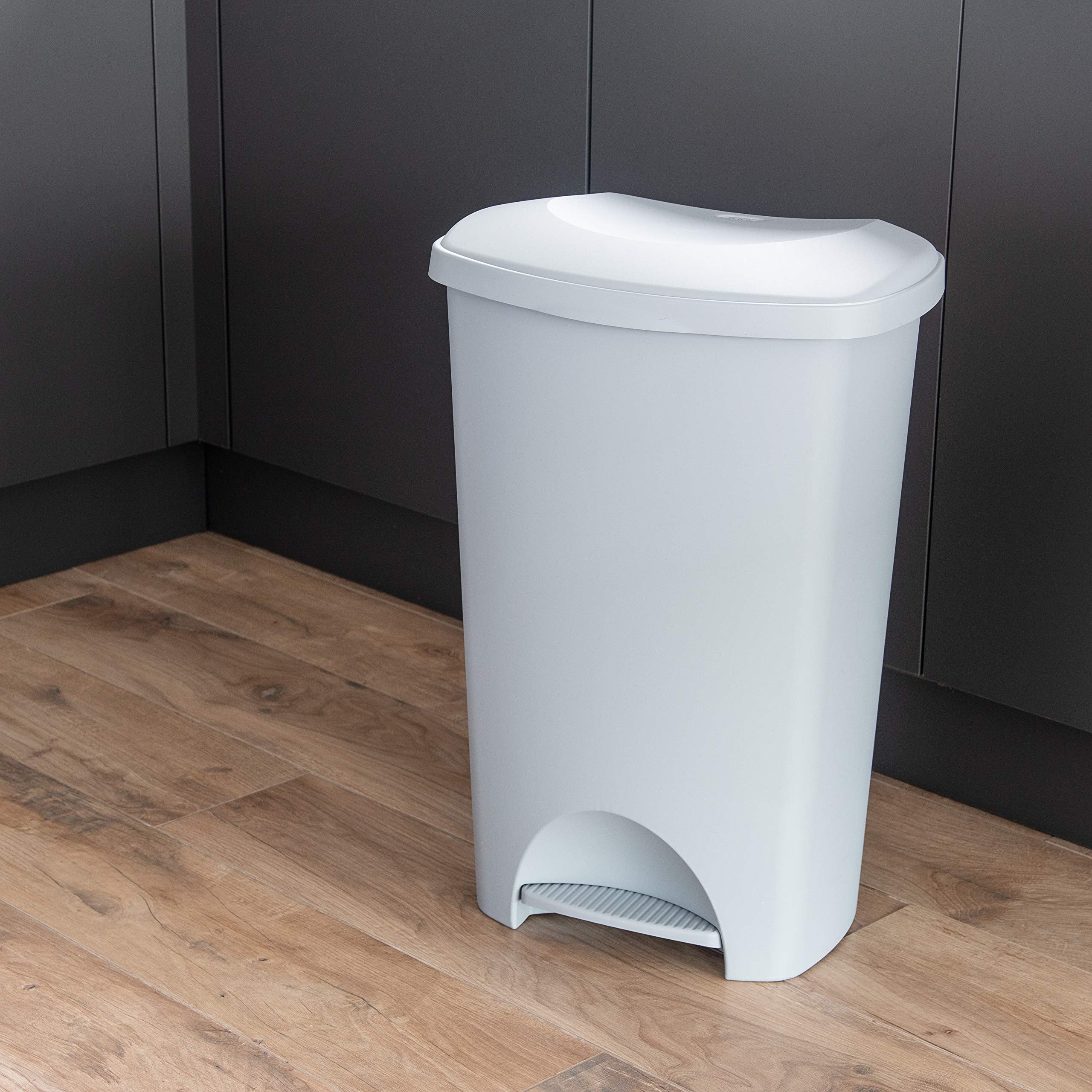 Addis Eco Made from 100% Recycled Plastic Family Kitchen Pedal Bin, 50 Litre, Light Grey
