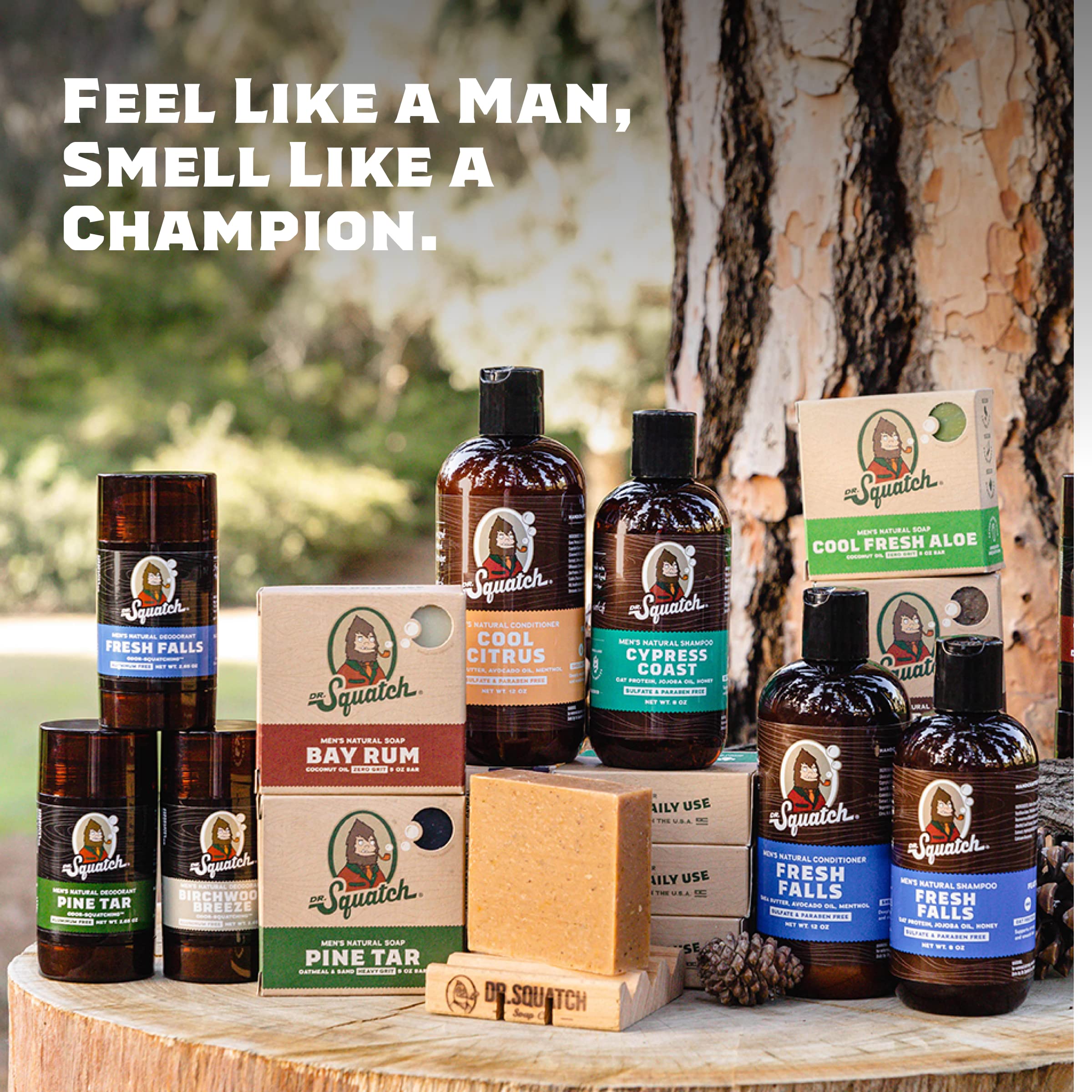 Dr. Squatch All Natural Soap Bar for Men, 3 Bar Variety Pack, Pine Tar, Alpine Sage and Spearmint Basil