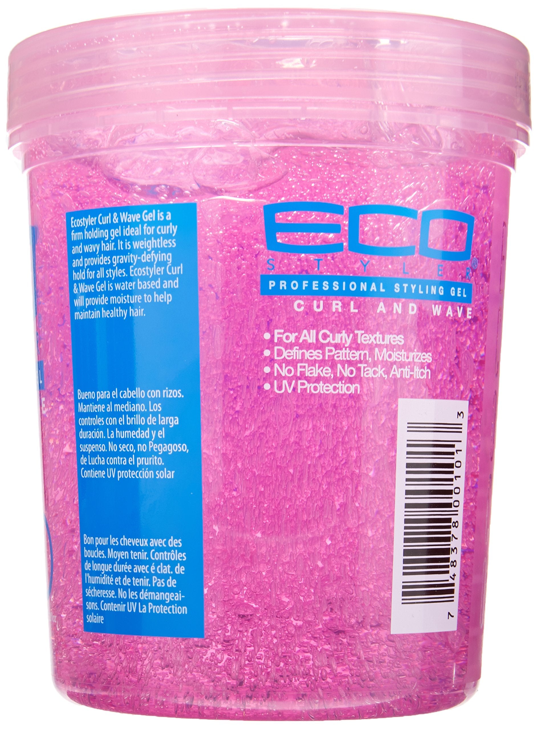 Ecoco Eco Style Hair Gel - Curl And Wave - Anti-Itch, Alcohol-Free Formula - Perfect Hold For Angled Or Tapered Sides - Ideal For Wavy Hair - No Flakes - Not Animal Tested - Moisturizes - 32 Oz