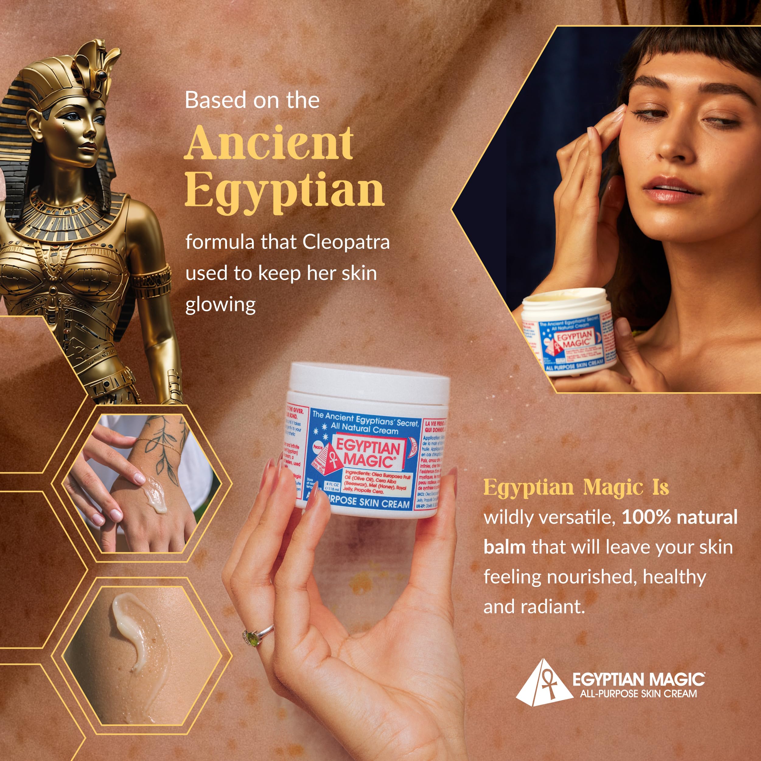 EGYPTIAN MAGIC - All Purpose Face & Body Cream, Moisturising Skin Care for Women & Men, Beauty Balm, Scar Cream aids Tend & Dry Skin, Stretch Marks, Psoriasis & Eczema Calming, 118ml Jar