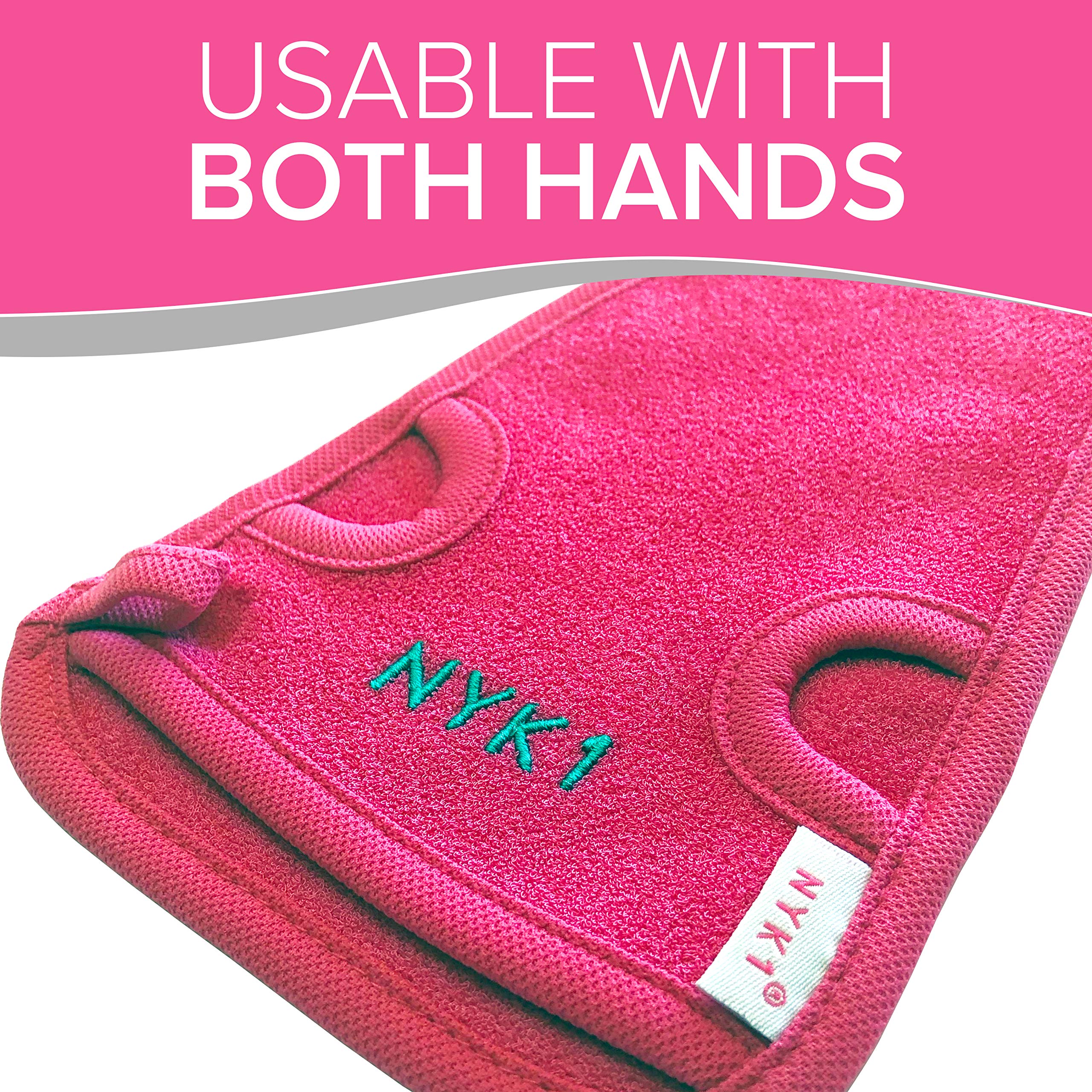 DEAD SKIN Exfoliating Mitt Deep Pore Cleansing Exfoliating Glove (Pink, Large) At Home Microdermabrasion Dead Skin Remover For Body - Natural Plant Fibre Shower Gloves For Women And Men