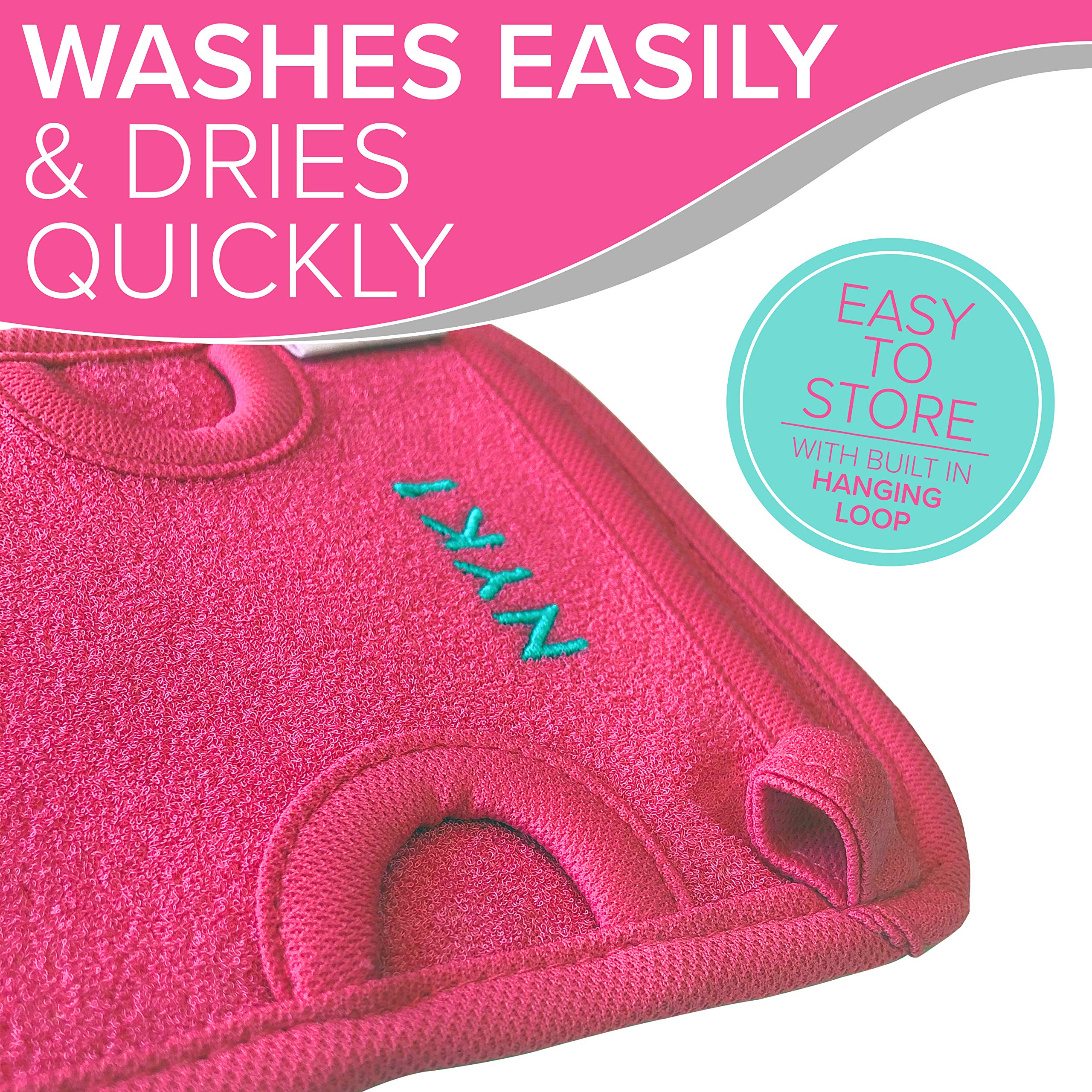 DEAD SKIN Exfoliating Mitt Deep Pore Cleansing Exfoliating Glove (Pink, Large) At Home Microdermabrasion Dead Skin Remover For Body - Natural Plant Fibre Shower Gloves For Women And Men