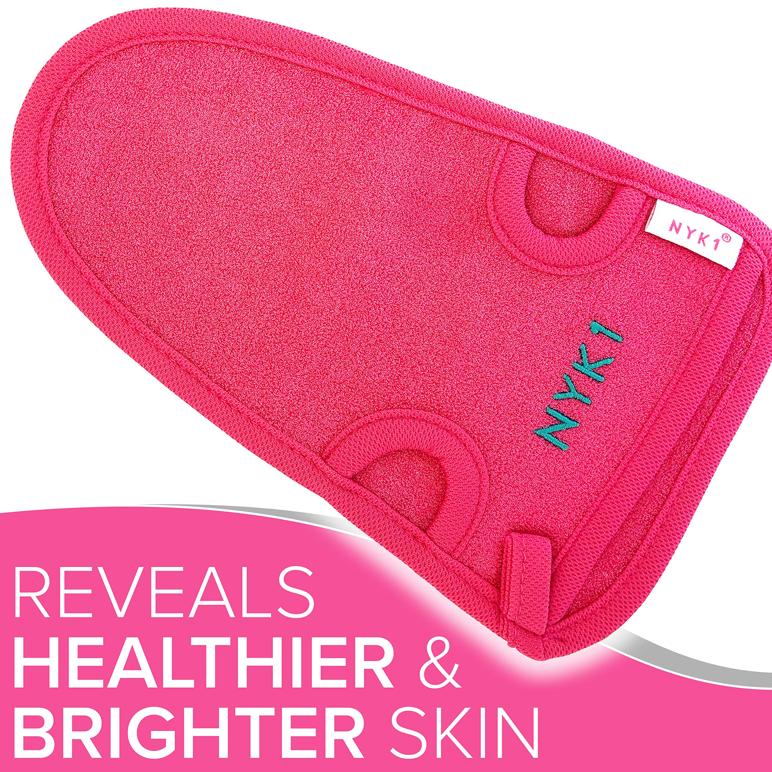 DEAD SKIN Exfoliating Mitt Deep Pore Cleansing Exfoliating Glove (Pink, Large) At Home Microdermabrasion Dead Skin Remover For Body - Natural Plant Fibre Shower Gloves For Women And Men