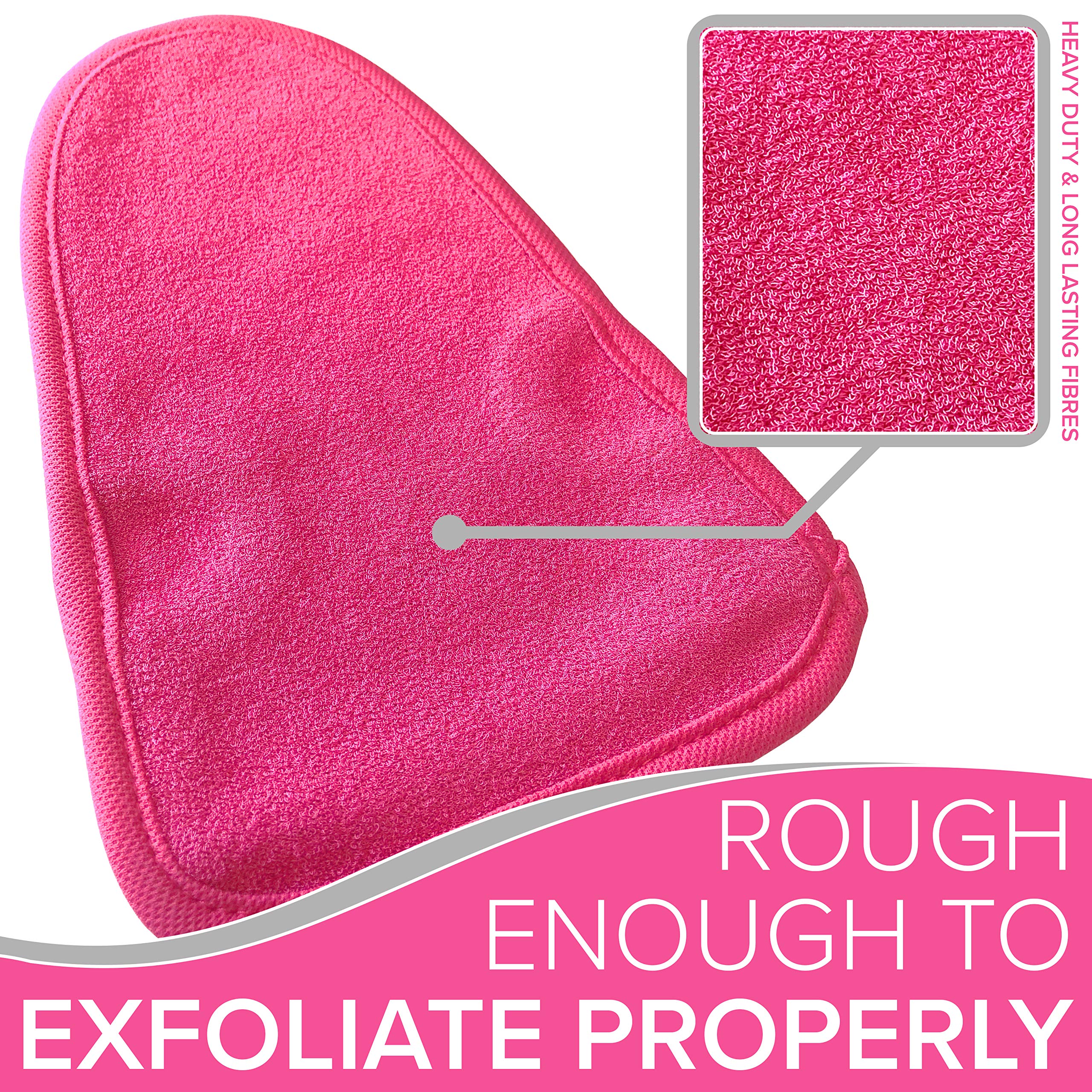 DEAD SKIN Exfoliating Mitt Deep Pore Cleansing Exfoliating Glove (Pink, Large) At Home Microdermabrasion Dead Skin Remover For Body - Natural Plant Fibre Shower Gloves For Women And Men