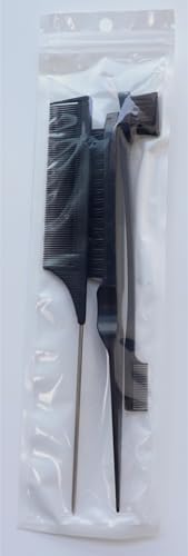 Sularpek 3 Pcs Slick Brush Set, Plastic Bristle Hair Brush Teasing Comb Edge Hair Brush Teasing Brush Set, Rat Tail Comb Double Sided Edge Brush, for Teasing Hair Slicking Brushing Combing Styling