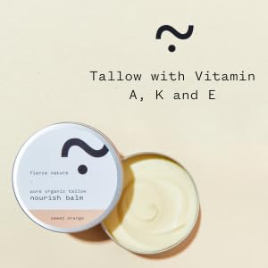 Fierce Nature Pure Nourish Tallow Balm | Organic, Vitamin-Rich Nourishing Body & Face Moisturizer | Natural, Essential Oil Free Skincare | (100g, Sweet Orange)