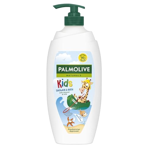 Palmolive Naturals Kids Shower Gel 4x750ml pump vitamin E body wash to nourish skin, leaves skin feeling soft, with plantbased almond milk, ingredients of 95% natural origin*