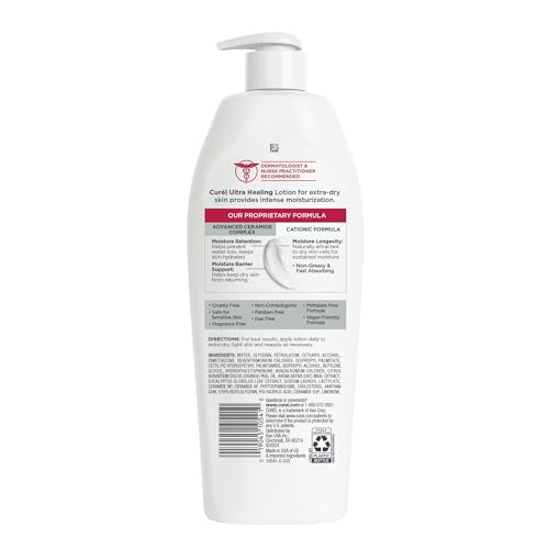 Curel Ultra Healing Body Lotion, Moisturizer for Extra Dry Skin, Body and Hand Lotion with Advanced Ceramide Complex and Hydrating Agents, for Tight Skin, 13 Ounces