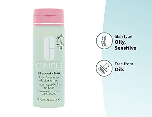 Clinique all about clean liquid facial soap oily skin formula , 200 ml ( Package may vary)