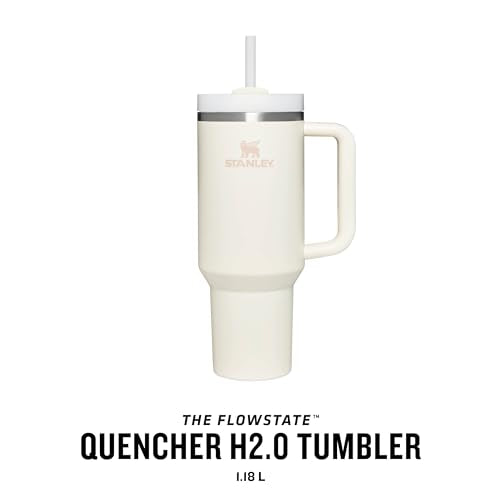 STANLEY Quencher H2.0 FlowState Tumbler 1.2L - Cold for 11 Hours - Iced for 48 Hours - Cup with Straw, Handle and Lid - Dishwasher Safe - Travel Mug for Cold or Hot Drinks - Cream Tonal