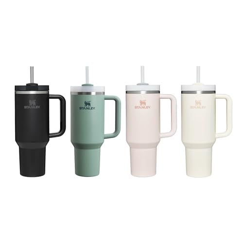 STANLEY Quencher H2.0 FlowState Tumbler 1.2L - Cold for 11 Hours - Iced for 48 Hours - Cup with Straw, Handle and Lid - Dishwasher Safe - Travel Mug for Cold or Hot Drinks - Cream Tonal