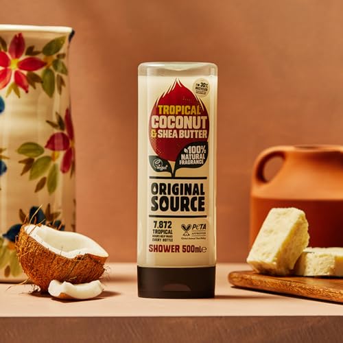 Original Source Coconut and Shea Butter Shower Gel, 100 Percent Natural Fragrance, Vegan, Cruelty Free, Paraben Free, Bulk Buy, Pack of 6 x 500 ml