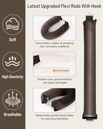 Overnight Heatless Rods Curls Blowout - 4 Pcs Hair Curlers to Sleep In, Velvet Hair Rollers with Satin Hair Scarf