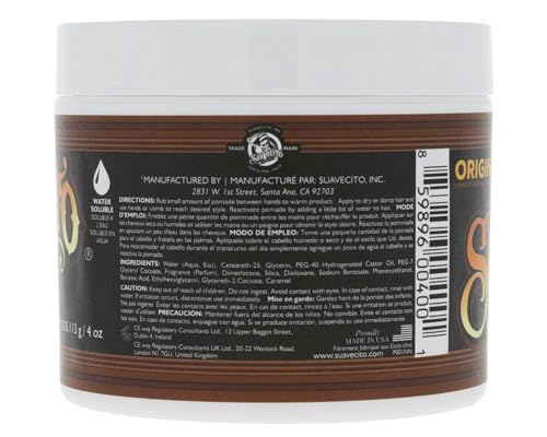 Suavecito Pomade Original For Men 4 oz, 1 Pack - Medium Shine Water Based Wax Like Flake Free Hair Gel - Easy To Wash Out - All Day Hold For All Hairstyles