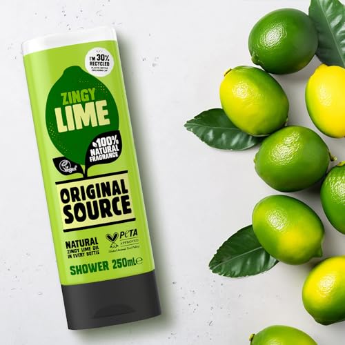 Original Source Lime Shower Gel with 100% Natural Fragrance, Vegan Shower Gel, Paraben Free Body Shower Wash, 8.45 Fl Oz (Pack of 6)