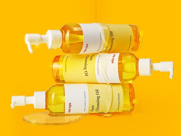 [ma:nyo] Pure Cleansing Oil (6.7 fl oz / 200ml) - Blackhead melting and gentle Daily Makeup removal for Sensitive skin with Argan Kenel Oil (Vitamin E), Nourishing skin and keep pH balance (Yellow)
