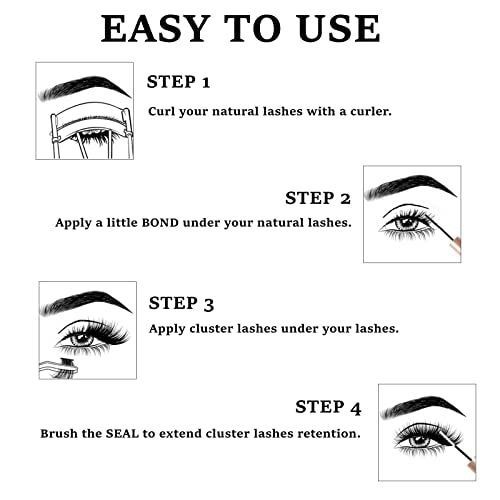 Cluster Lashes 72 Clusters Individual Lashes DIY Lash Extensions 10-16mm Length Reusable Soft Natural False Eyelashes Super Thin Band Wide Stem Eyelash Extensions for Makeup at Home