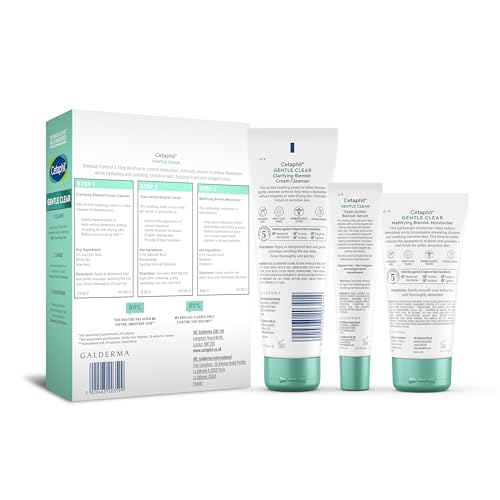 Cetaphil Gentle Clear Blemish Control 3-Step Routine Skincare Kit with Salicylic Acid, Face Cleanser 124ml + Serum 30ml + Moisturiser 89ml