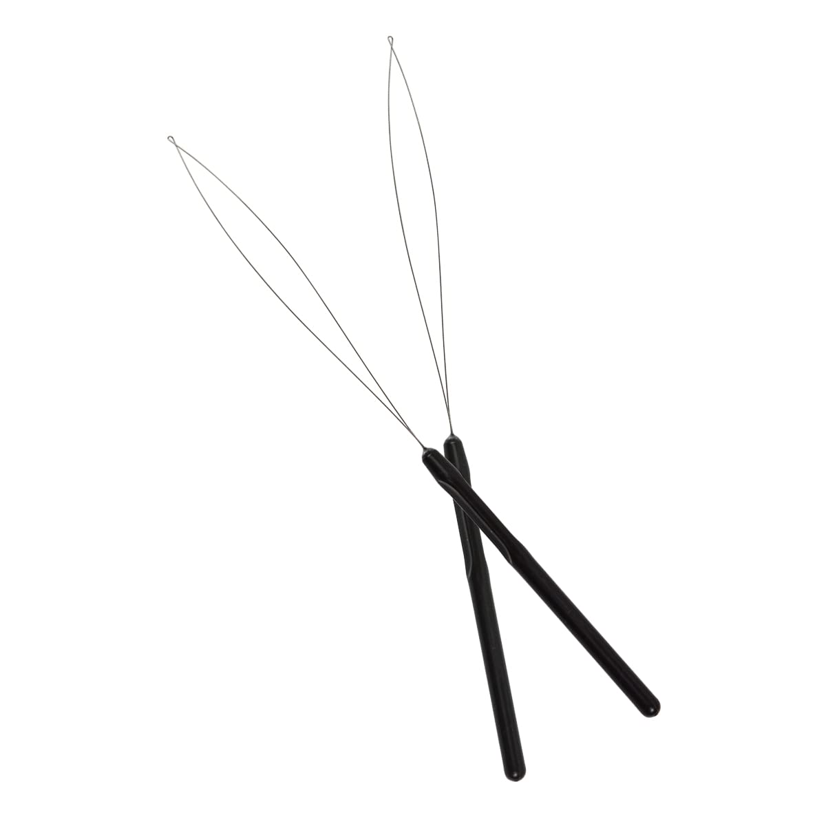 10 Pcs Hair Extension Loop Needle Threader Pulling Hook Tool and Bead Device Tool for Hair Extensions (Black)