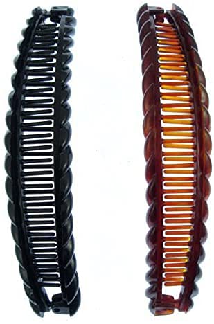 Rocita one black and one brown long banana hair clips dual purchase 15cm