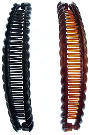 Rocita one black and one brown long banana hair clips dual purchase 15cm