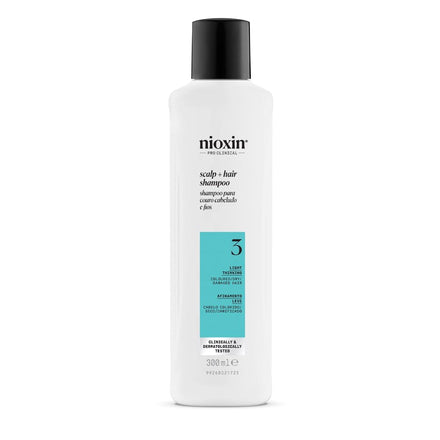 Nioxin System 3 Scalp + Hair Shampoo - Hair Thickening Shampoo For Coloured, Dry and Damaged Hair with Light Thinning - with Biotin and Niacinamide, 300ml