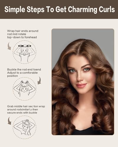 Overnight Heatless Rods Curls Blowout - 4 Pcs Hair Curlers to Sleep In, Velvet Hair Rollers with Satin Hair Scarf