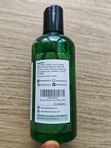 Tea Tree Body Wash Soap – [Made In UK] Natural Antifungal & Antibacterial Shower Gel for Acne Blemishes Pimples | Deep Cleansing Tea Tree Body Wash 250ml