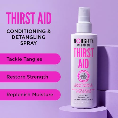 Noughty 97% Natural Thirst Aid Conditioning and Detangling Spray, Leave In Hair Detangler Treatment for Dry and Damaged Hair, with Sweet Almond Oil, Sulphate Free Vegan Haircare 200ml