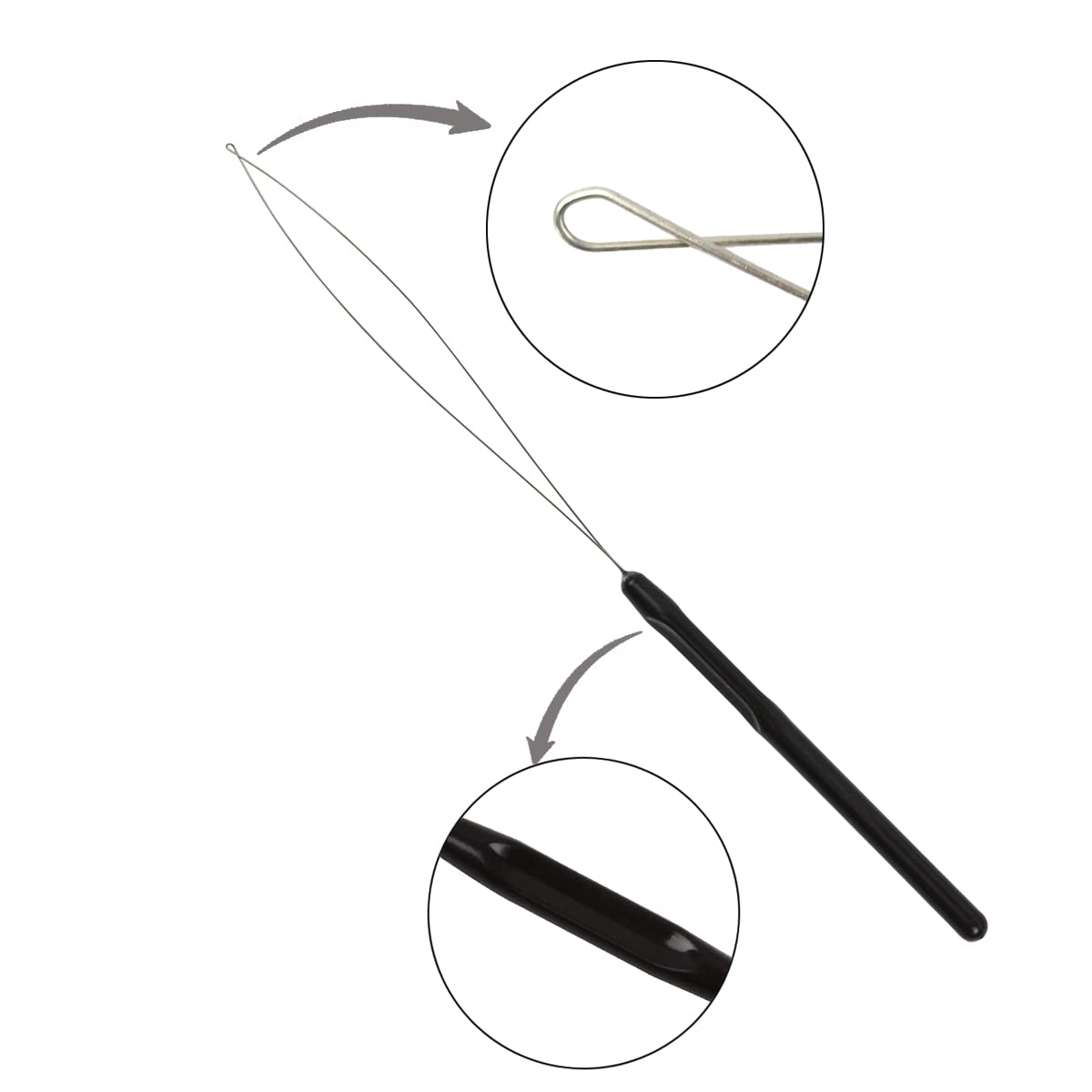 10 Pcs Hair Extension Loop Needle Threader Pulling Hook Tool and Bead Device Tool for Hair Extensions (Black)