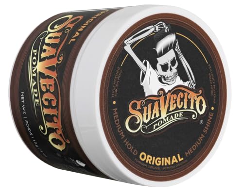 Suavecito Pomade Original For Men 4 oz, 1 Pack - Medium Shine Water Based Wax Like Flake Free Hair Gel - Easy To Wash Out - All Day Hold For All Hairstyles