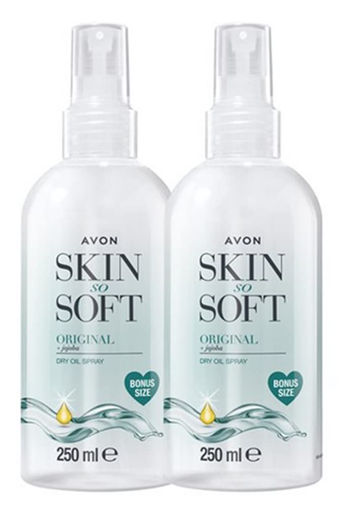 2 x Avon Large Skin So Soft Dry Oil Spray, Formulated with Jojoba Oil and Vitamin E to Lock in Moisture, 2 x 250ml
