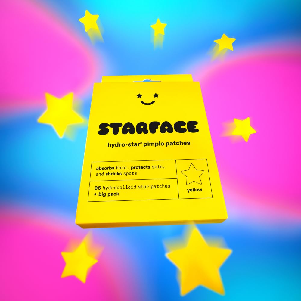 Starface World Hydro-Stars Big Pack, Hydrocolloid Pimple Patches, Absorb Fluid and Reduce Redness, Cute Star Shape, Cruelty-Free Skincare (96 Count)