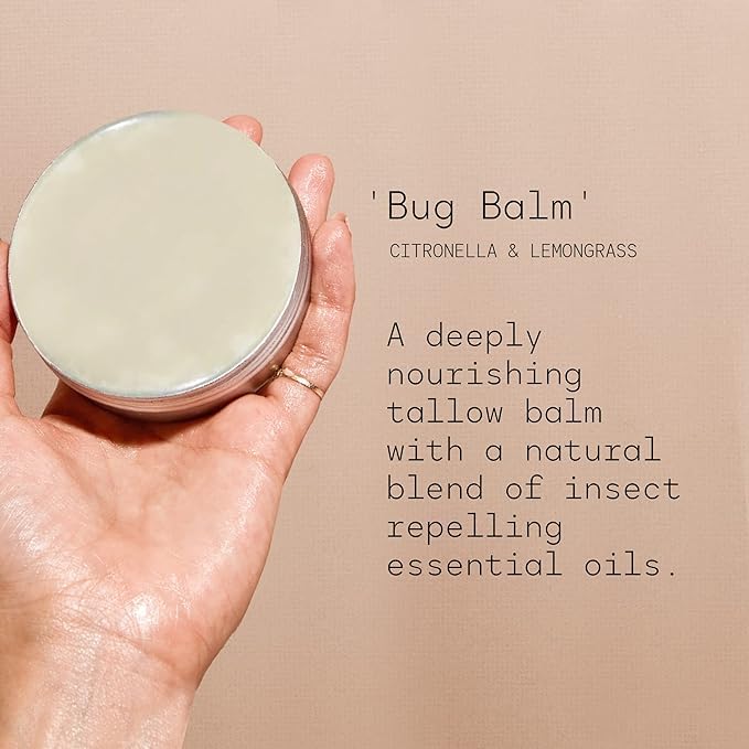 Fierce Nature Bug Balm – Natural Tallow Balm with Citronella & Lemongrass Essential Oils – Nourishing Vitamin-Rich Body & Hand Balm – Insect Repellent for Men & Women – 100g