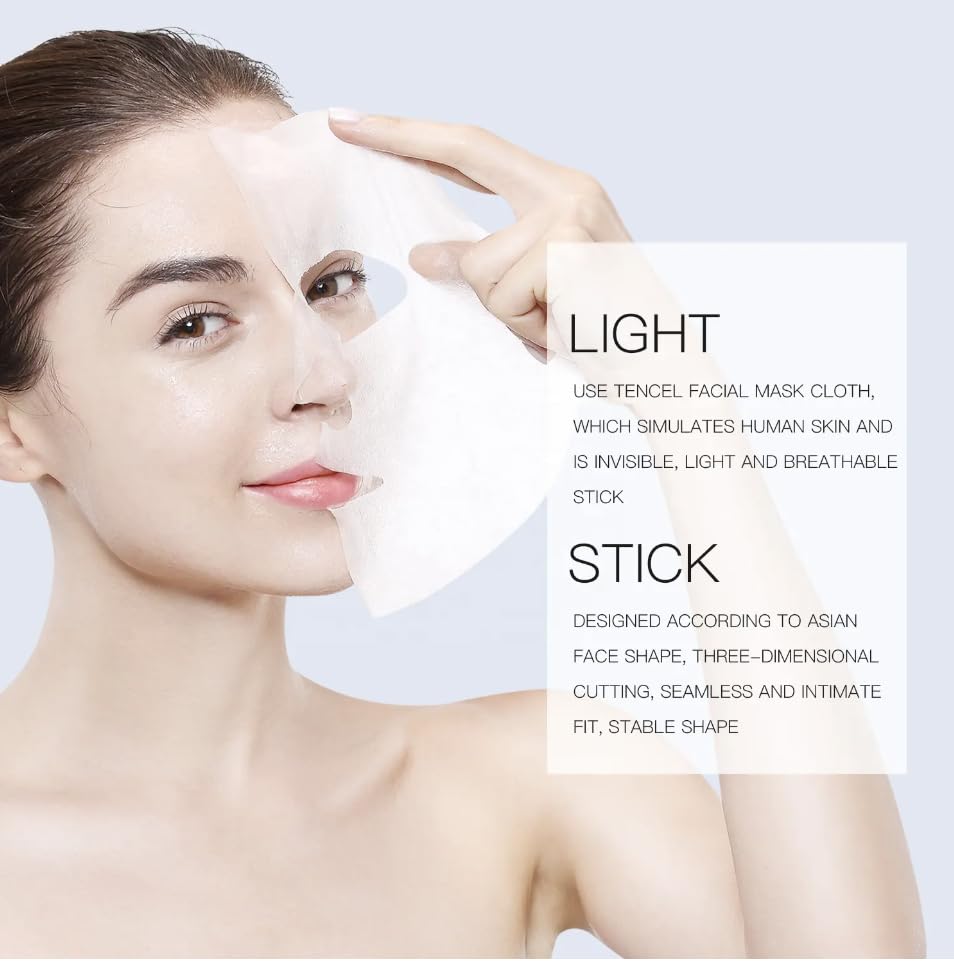 Collagen Face Sheet Mask, Set of 10 - Hydrating Beauty Skincare with Hyaluronic Acid for Women and Men - Moisturising Anti Aging Facial Treatment - Ideal for Sensitive Skin