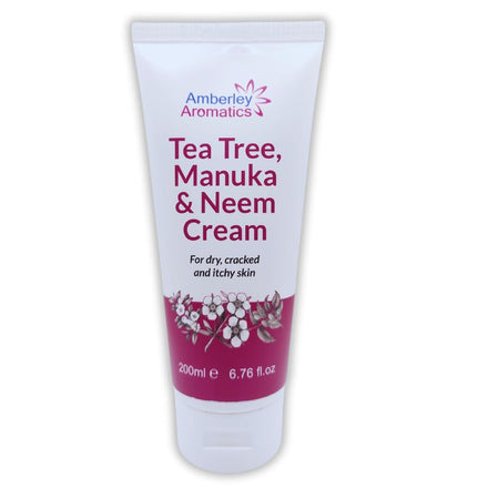Tea Tree, Manuka & Neem Cream (200ml) -Antibacterial, Anti-fungal, Antiseptic, Anti-Itch, Dry, Chapped & Cracked Skin, Eczema, Psoriasis, Jock Itch, Fungal infections. Fast Effective Relief