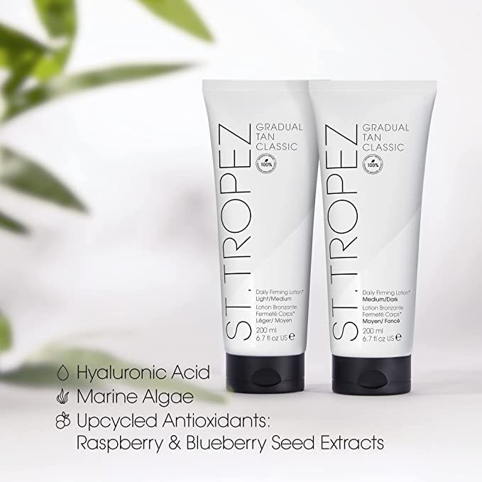 St.Tropez Gradual Tan Firming Lotion, Light/ Medium Shade, Sun Kissed Glow Self Tan Moisturiser, 5 Skincare Benefits, Vegan, Natural & Cruelty Free, 200 ml