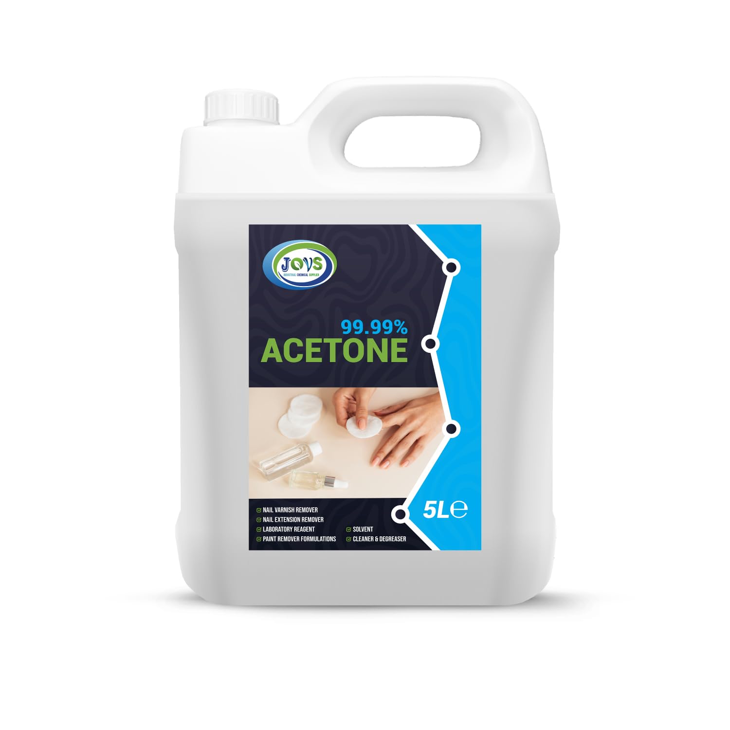 99.99% Pure Acetone 5 Litre | Professional Strength Nail Polish Remover | Acrylic, UV/LED, Nail Glue & Varnish Remover | Salon-Quality, Multi-Purpose Solvent.
