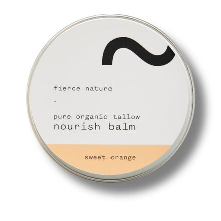 Fierce Nature Pure Nourish Tallow Balm | Organic, Vitamin-Rich Nourishing Body & Face Moisturizer | Natural, Essential Oil Free Skincare | (100g, Sweet Orange)