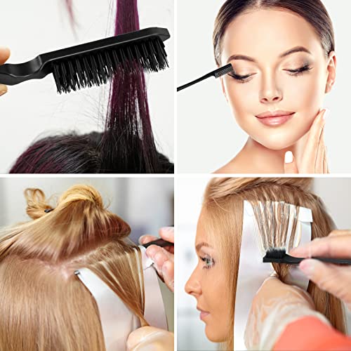 Sularpek 3 Pcs Slick Brush Set, Plastic Bristle Hair Brush Teasing Comb Edge Hair Brush Teasing Brush Set, Rat Tail Comb Double Sided Edge Brush, for Teasing Hair Slicking Brushing Combing Styling