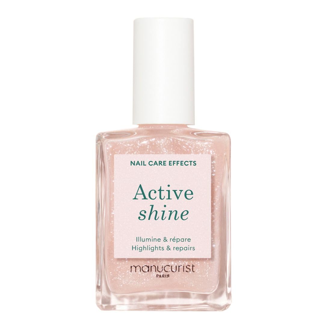 Manucurist Active Shine™ Highlighter Treatment Polish For Nails - No Lamp - Vegan & Made in France Ultra-Shiny 2 in 1 Nude Nail Strengthener & Highlighter - Plant-Based Ingredients